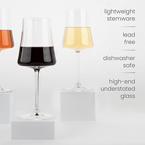 BENETI 15oz Crystal Wine Glasses Set of 2 - Handmade European Stemware