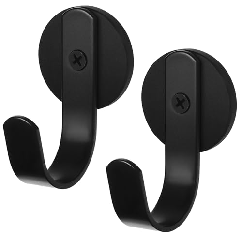 Magnetic Wreath Hanger for Metal Front Door, Rubber Coated, Black, 2 Pack