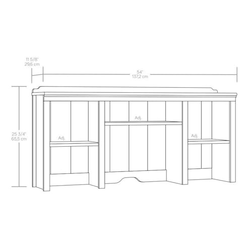 54-Inch Engineered Wood Office Hutch with Adjustable Shelves, Brushed Oak