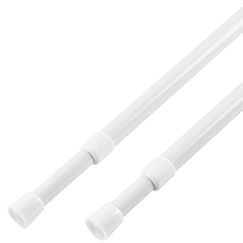 2 Pack Adjustable Spring Tension Curtain Rods 28 to 40 Inches, White