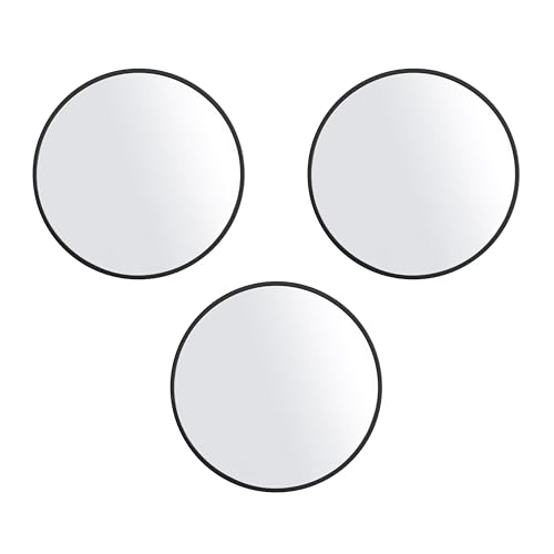 3-Piece 10-Inch Round Wall Mirror Set, Black Minimalist Circle Mirrors