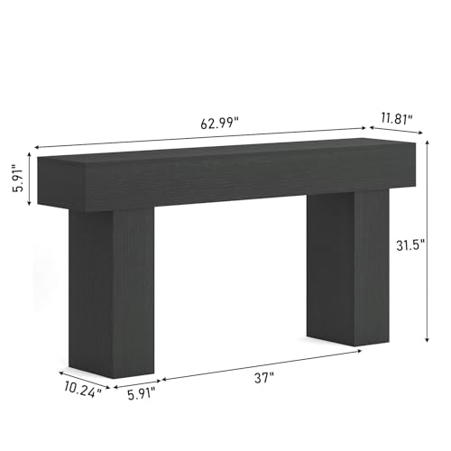 63-Inch Farmhouse Console Table, Narrow Wood Sofa Table for Entryway