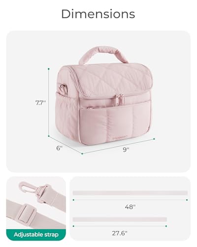 Insulated Quilted Lunch Bag for Women - Lightweight Puffer Lunch Tote