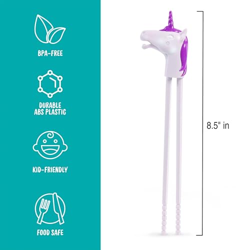 Unicorn Interactive Training Chopsticks for Kids, Reusable Learning Utensils