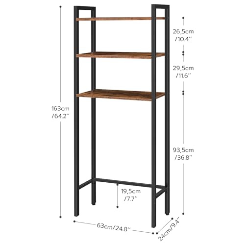 3-Tier Over-the-Toilet Storage Shelf, Rustic Bathroom Organizer Rack