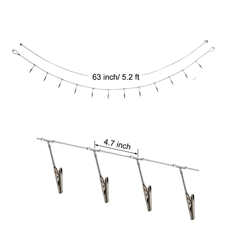Steel Wall Hanging Photo Display Wire with 12 Alligator Clips, 5.25ft