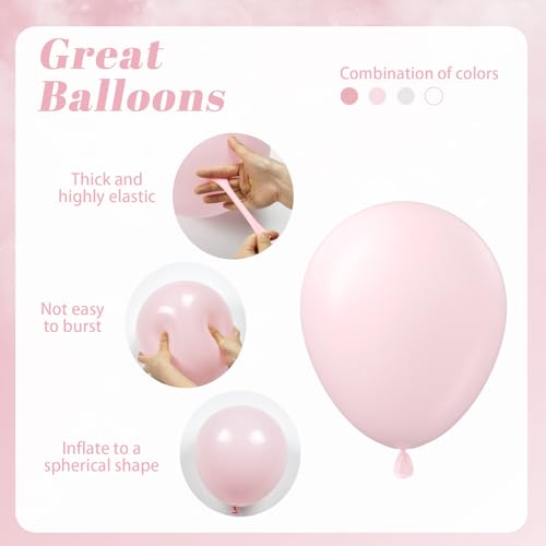 60pcs Pink and White Balloon Arch Kit for Wedding Birthday Baby Shower