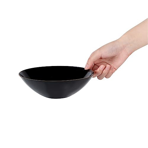 Restaurantware Moderna 16 Ounce Plastic Bowls 20 Durable Disposable Salad Bowls - Gold-Rimmed Heavy-Duty Black Plastic Fancy Bowls For Warm And Cold Foods Ideal For Restaurants