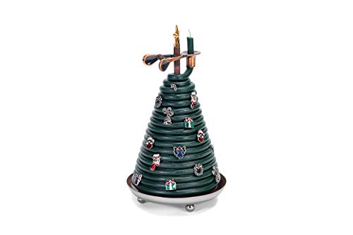 Candle by the Hour Christmas Tree Candle with 14 Charms – 80-Hour Beeswax, Eco-friendly
