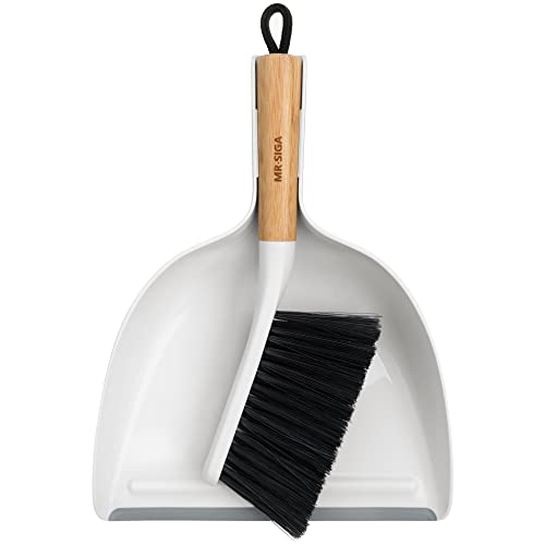 Handheld Dustpan and Brush Set with Bamboo Handle - Portable Cleaning Set