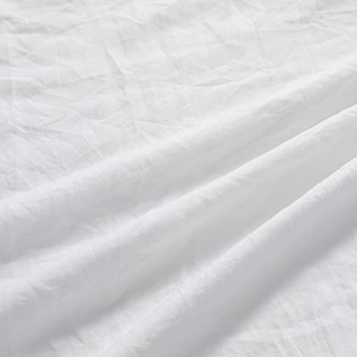 White Ruffle Queen Duvet Cover Set - 3-Piece Washed Microfiber Bedding