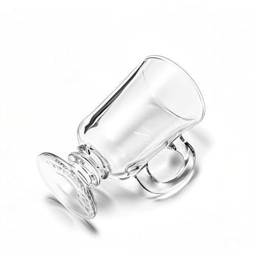 Set of 6 Clear Glass Mug Cups with Handles, 8oz for Hot & Cold Beverages