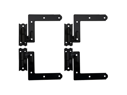 Steel Blind Shutter Hinges, 1-1/16" Offset, Powder Coated Black, 4-Pack