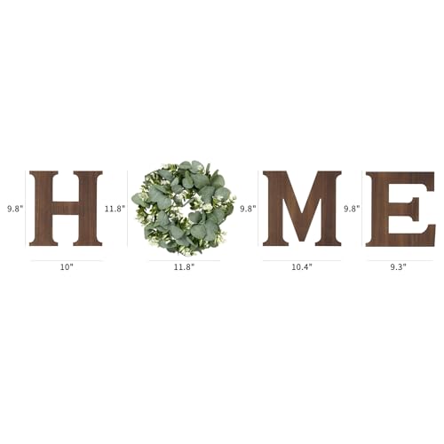 Rustic Farmhouse HOME Wall Sign with Artificial Eucalyptus Wreath Decor