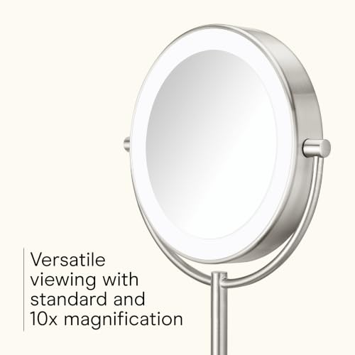 Conair LED Vanity Mirror, Double-Sided, 10x Magnification, Satin
