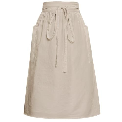 Vintage Linen Waist Apron with Pockets for Cooking and Gardening