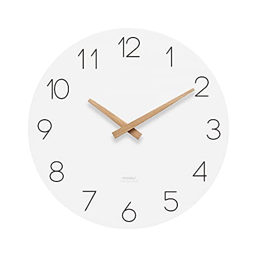 12-Inch Silent Wooden Wall Clock, Minimalist Non-Ticking Modern Analog Clock