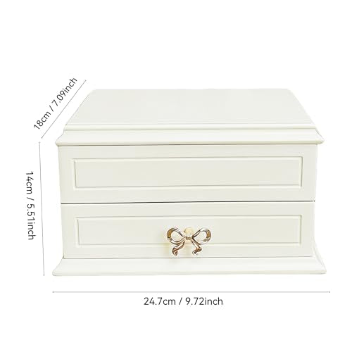Wooden Musical Jewelry Box with Ballerina, Mirror and Drawer, 9.6-inch
