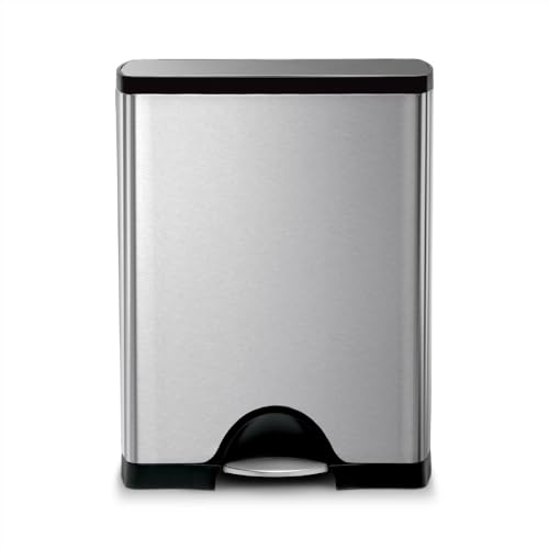 50 Liter Rectangular Kitchen Step Trash Can Brushed Stainless Steel