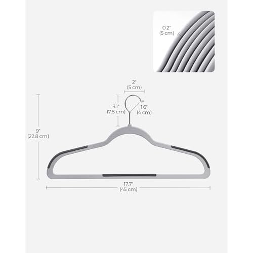 SONGMICS Clothes Hangers, Pack of 30 Plastic Coat Hangers, Space-Saving, Light Gray and Dark Gray UCRP30G