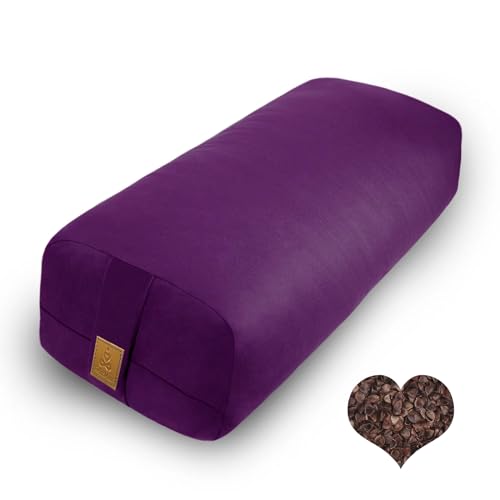 Organic Buckwheat Rectangular Yoga Bolster Pillow, 24 x 10.5 x 5.5 Inch