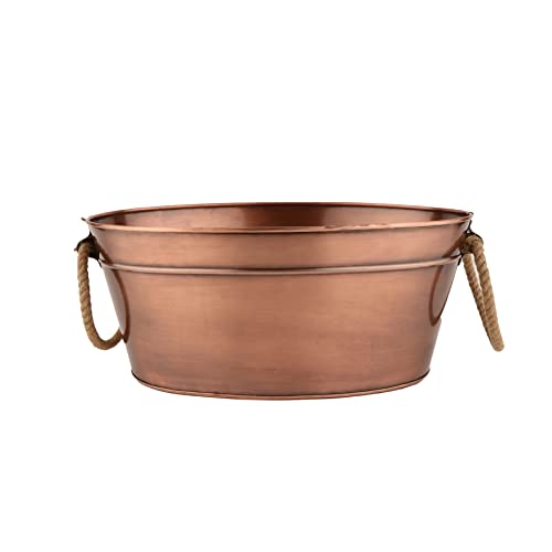 G.E.T. Copper Beverage Tub 4 Gallon Antique Copper Rope Handles Commercial