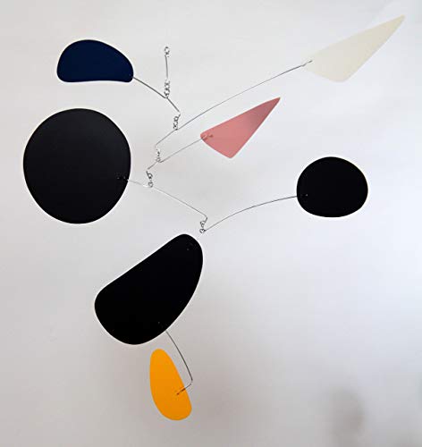 Blue Moon Hanging Art Mobile, Modern Metal Kinetic Sculpture for Indoor Outdoor