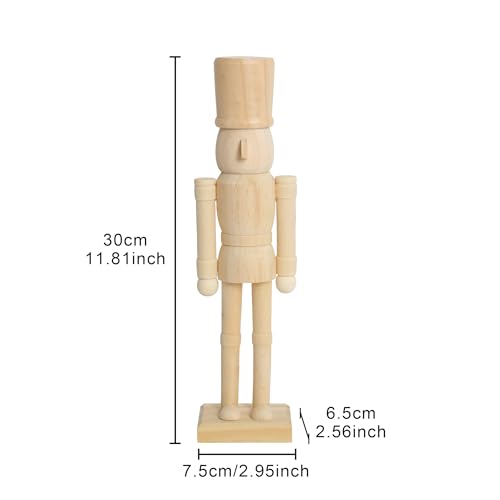 Unfinished Wooden Nutcracker Soldier 11.8" - DIY Paint Your Own Figurine