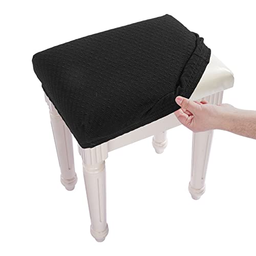 Stretch Jacquard Vanity Bench Stool Cover - XS Black