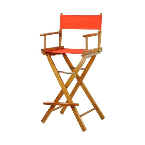 Foldable Solid Wood Director's Chair with Armrests, 30-Inch Honey Oak