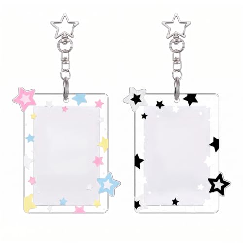 Clear Acrylic Photocard Holder Keychain - 2 Pack Hard Protective Case