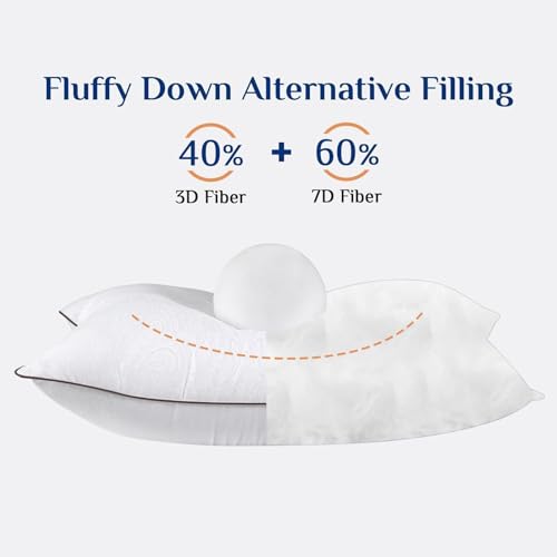 JOLLYVOGUE Standard Bed Pillows Set of 2 - Firm Down Alternative