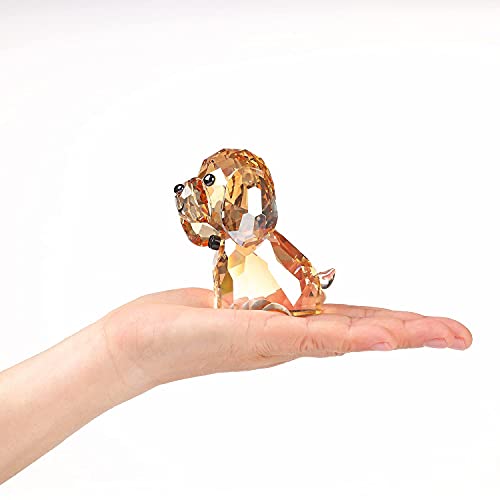 Blue DOJOZ Crystal Puppy Desktop Statue - Cute Glass Dog Figurine, Home Decor