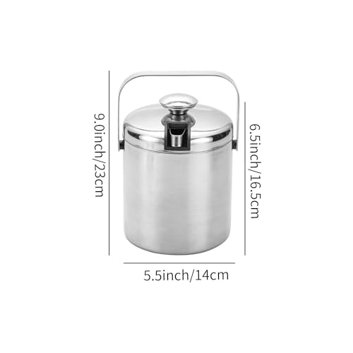 1.3L Double-Wall Stainless Steel Wine & Champagne Ice Bucket with Lid & Tongs