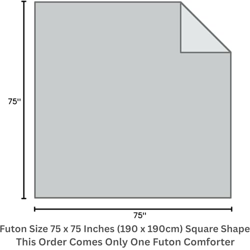 Square Kotatsu Futon Comforter, 75 x 75 Inch Navy Checked Polyester Blanket