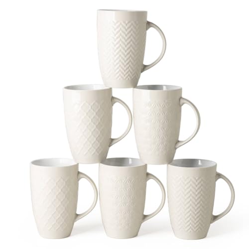 AmorArc Beige 20oz Large Ceramic Coffee Mug Set of 6 - Dishwasher & Microwave Safe