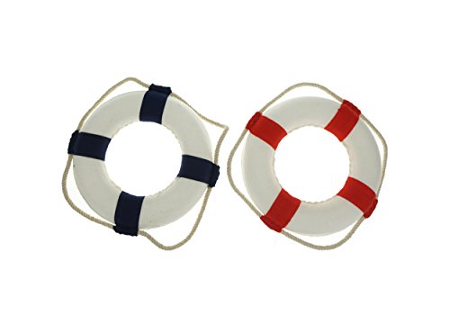 2-Piece Decorative Life Ring Wall Decor, Nautical Mediterranean Style
