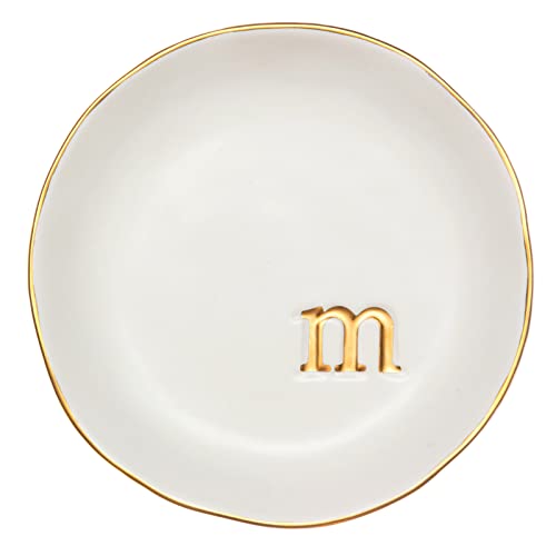 Ceramic Jewelry Tray Trinket Dish with Gold Monogram Gift Box