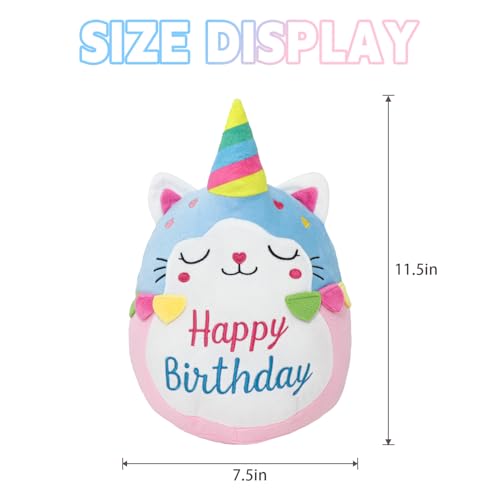 Cute Pink Unicorn Cat Plush Toy - 10-Inch Soft Caticorn Stuffed Animal