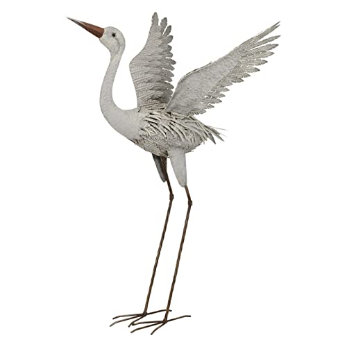 37-Inch Wing Up Wall Decor, Off-White Metal Sculpture
