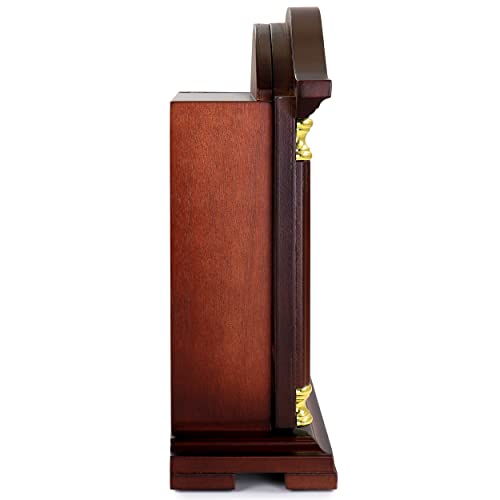 Redwood Mantel Clock with Melodic Hourly Chimes and Volume Control