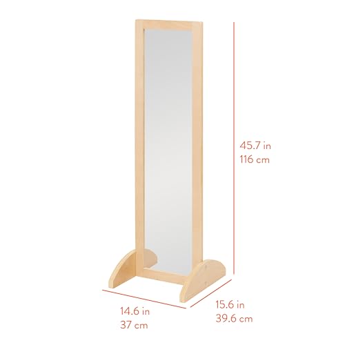 Shatter-Resistant Standing Floor Mirror for Kids - Birch Wood Frame