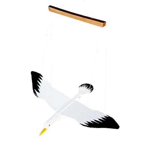 18-Inch Wooden Flying Seagull Mobile Kinetic Hanging Sculpture Art Decor