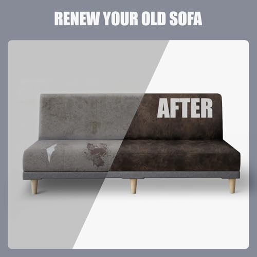 Stretch Futon Slipcover for Armless Sofa Bed - Dark Brown