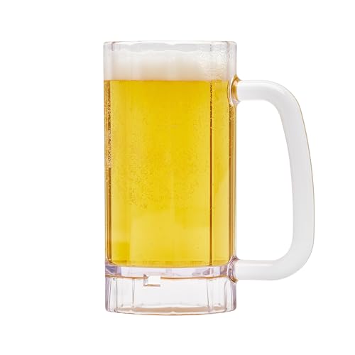 16 oz Shatterproof Plastic Beer Mugs, Commercial Grade Stein - Set of 4