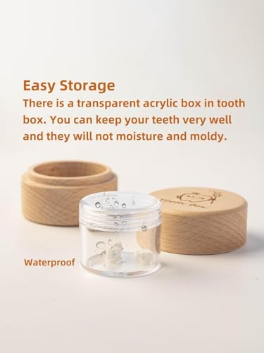Wooden Tooth Fairy Box with Acrylic Bottle - Kids Lost Teeth Keepsake Holder