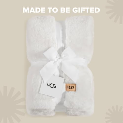 UGG Euphoria Throw Blanket, Plush Faux Fur 50" x 70", White Snow