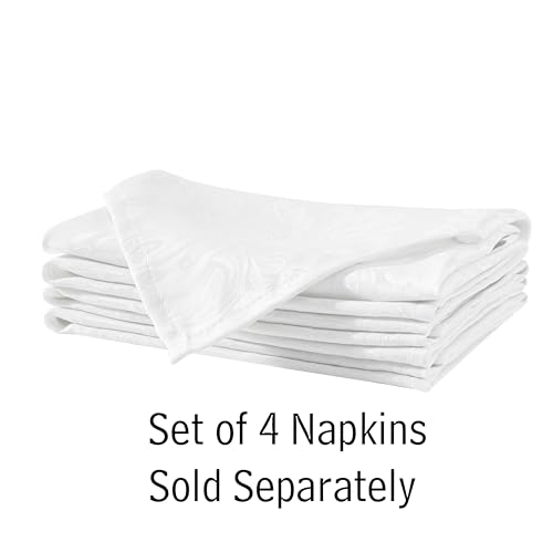 Newbridge Barcelona Damask Oval Tablecloth 60 x 102 Inch White - No Iron, Soil Resistant