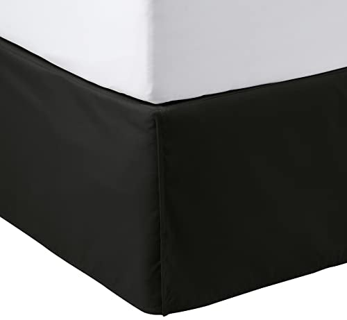 Queen Pleated Bed Skirt with 16-Inch Drop - Wrinkle Resistant, Black