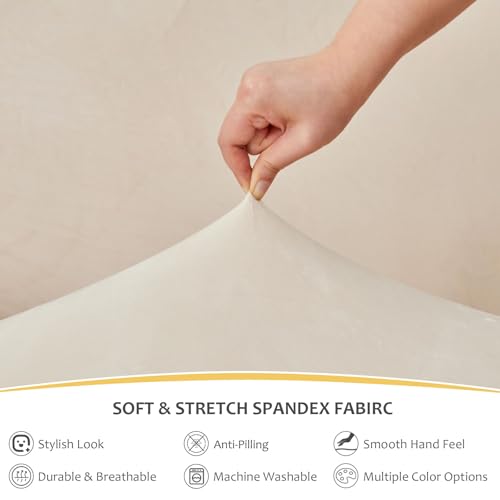 Beige Armless Chair Cover with Skirt - Stretch Slipcover for Living Room